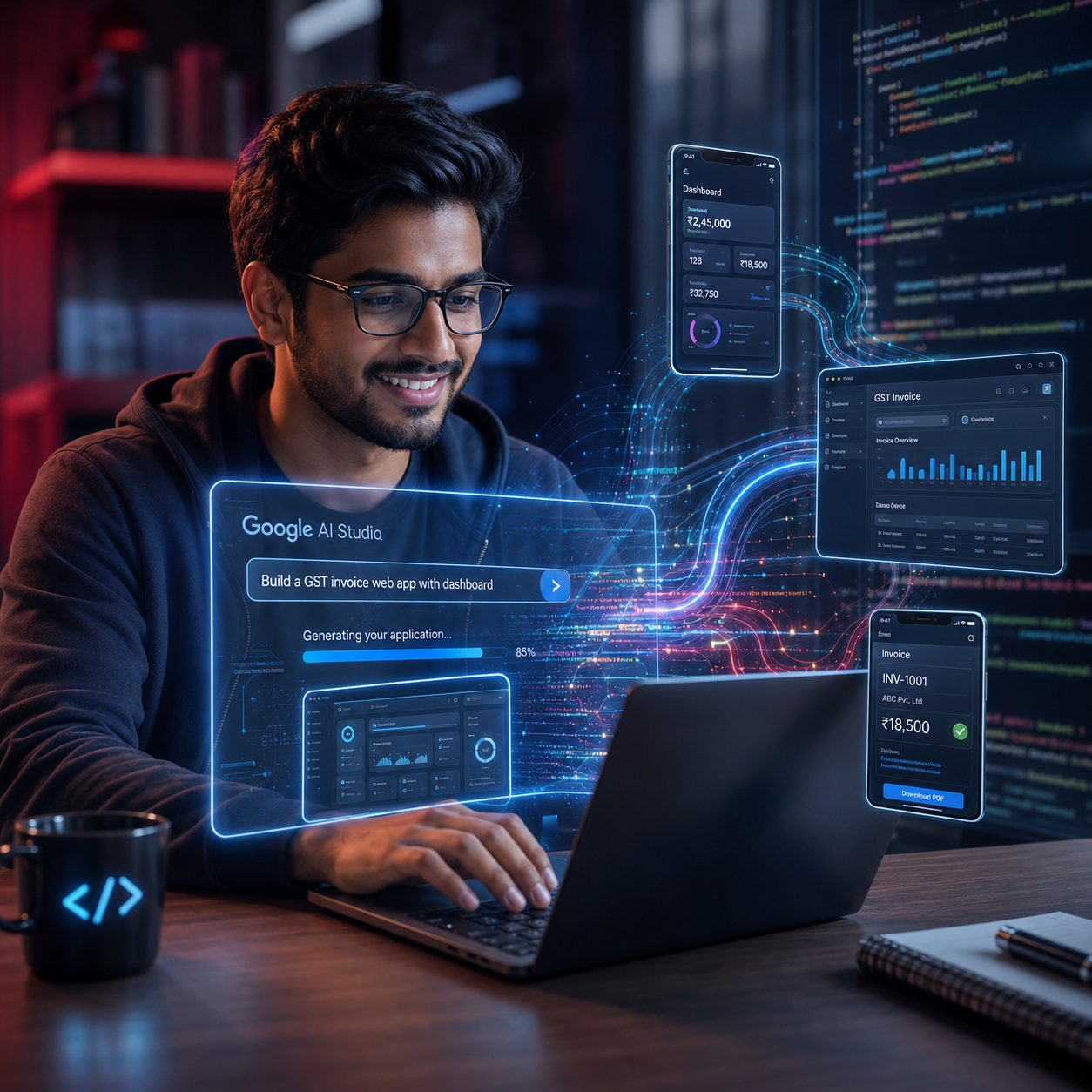VibeBuilder AI Course banner showing modern AI learning modules